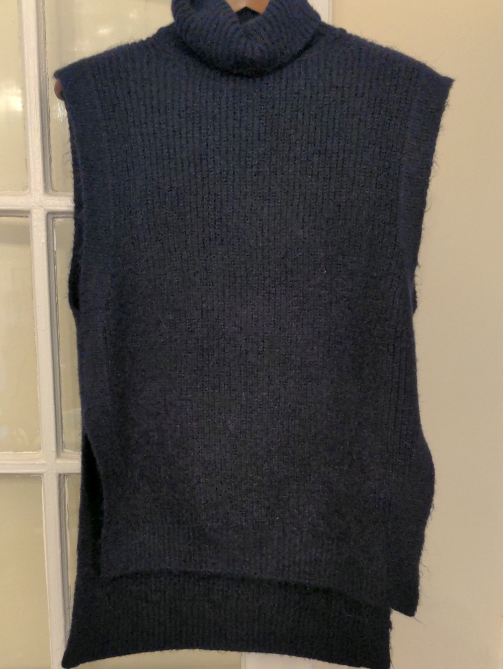 New MANGO Dark Navy Sleeveless Turtleneck Sweater Vest, Tunic, L